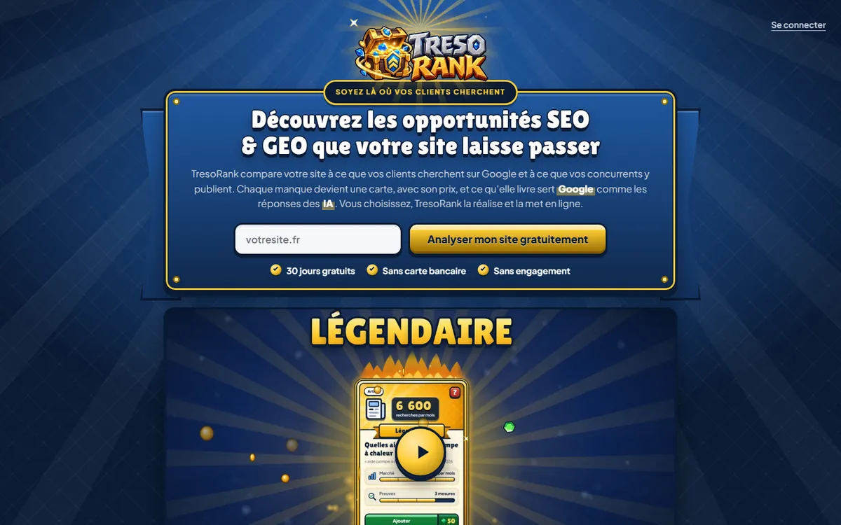 Accueil de TresoRank