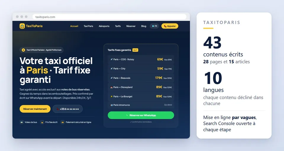 Aperçu de la réalisation : Accompagnement SEO et 43 contenus en 10 langues