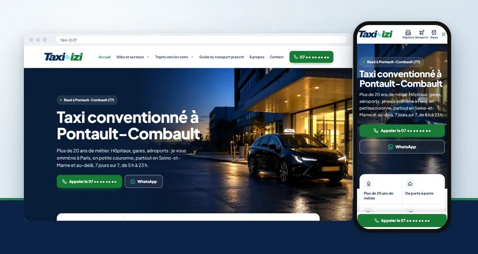 Aperçu de la réalisation : Site vitrine de taxi pensé pour les appels