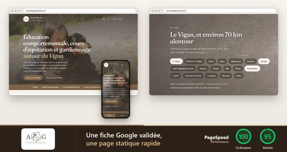 Aperçu de la réalisation : SEO local : fiche Google et site statique